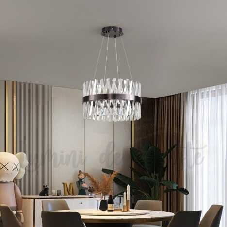 Candelabru LED 228 W Krystal Mixy Black 50, LED inclus, 1 surse de iluminare, Telecomanda, Dimabil,