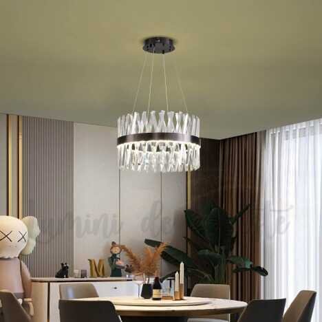 Candelabru LED 228 W Krystal Mixy Black 50, LED inclus, 1 surse de iluminare, Telecomanda, Dimabil,